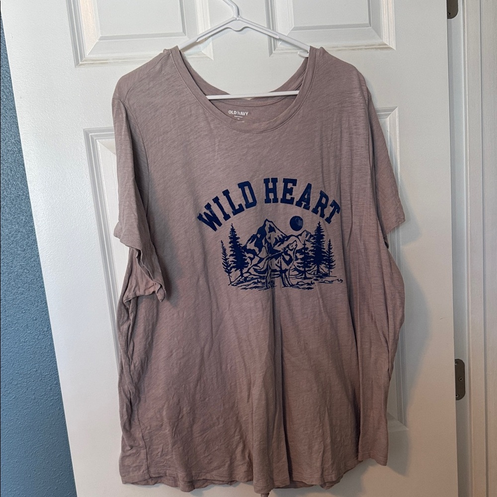 Old Navy Mauve Graphic Tee with Navy Scenic Print